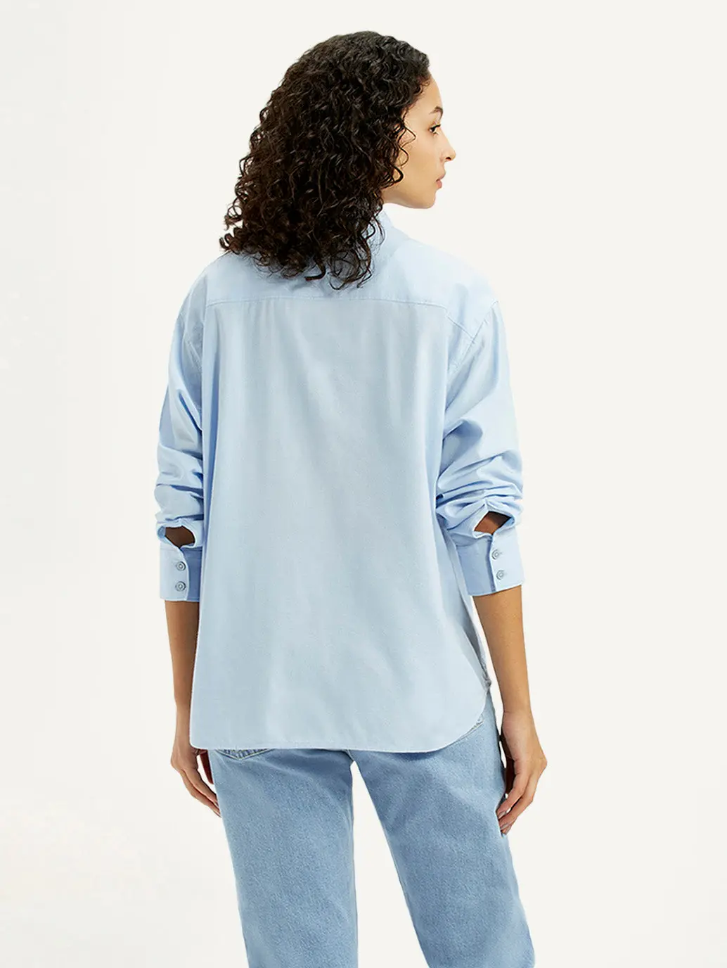 Women's Solid Light Blue Relaxed Fit Shirt 3