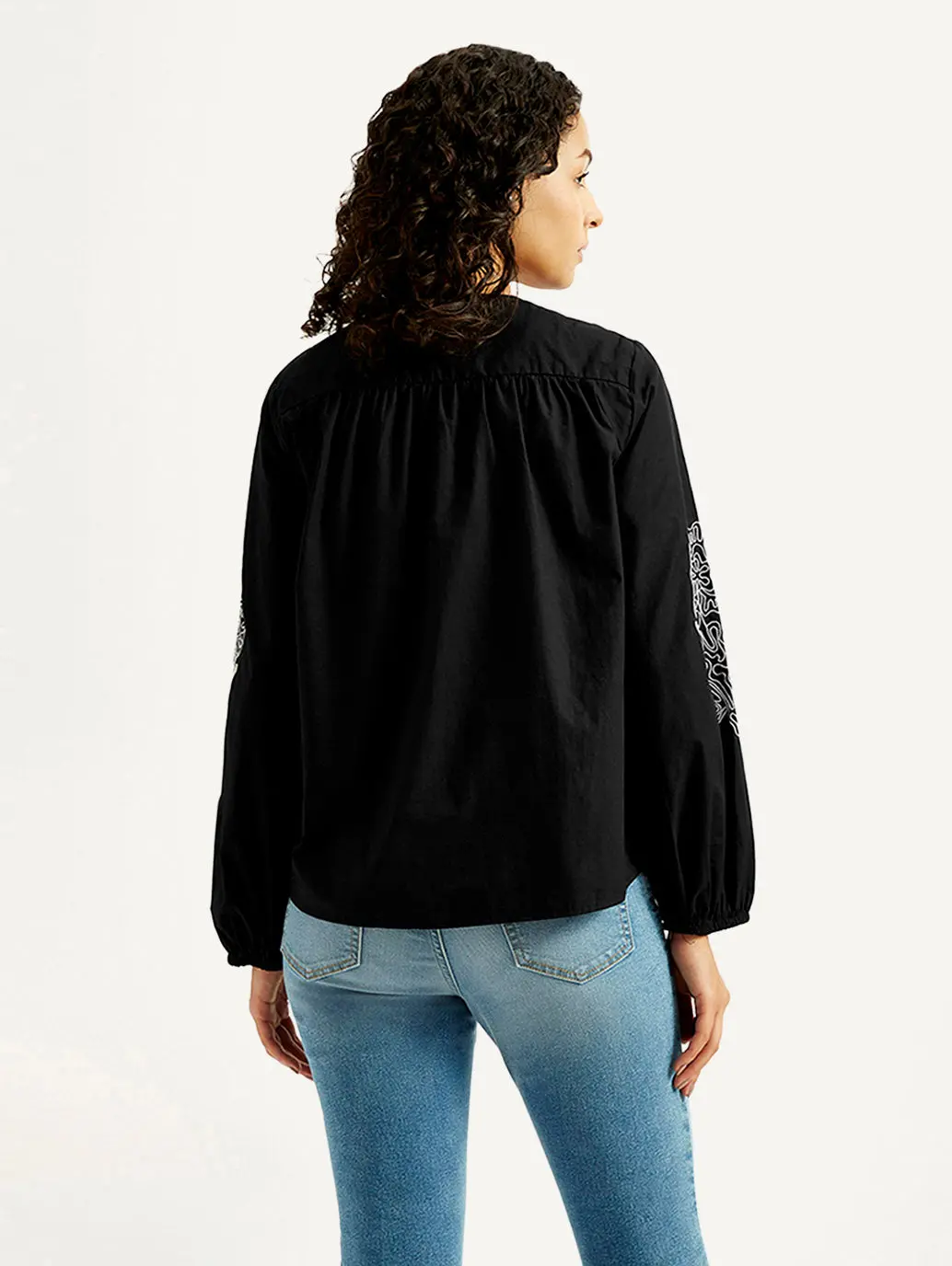 Women's Floral Black V-Neck Top 2