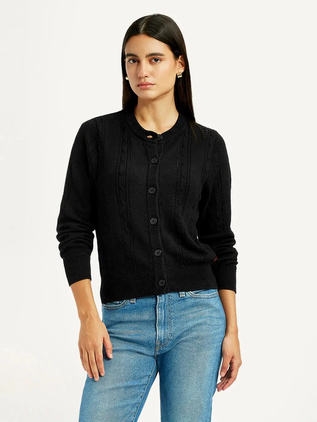 Women's Self Design Black Round Neck Sweater 5