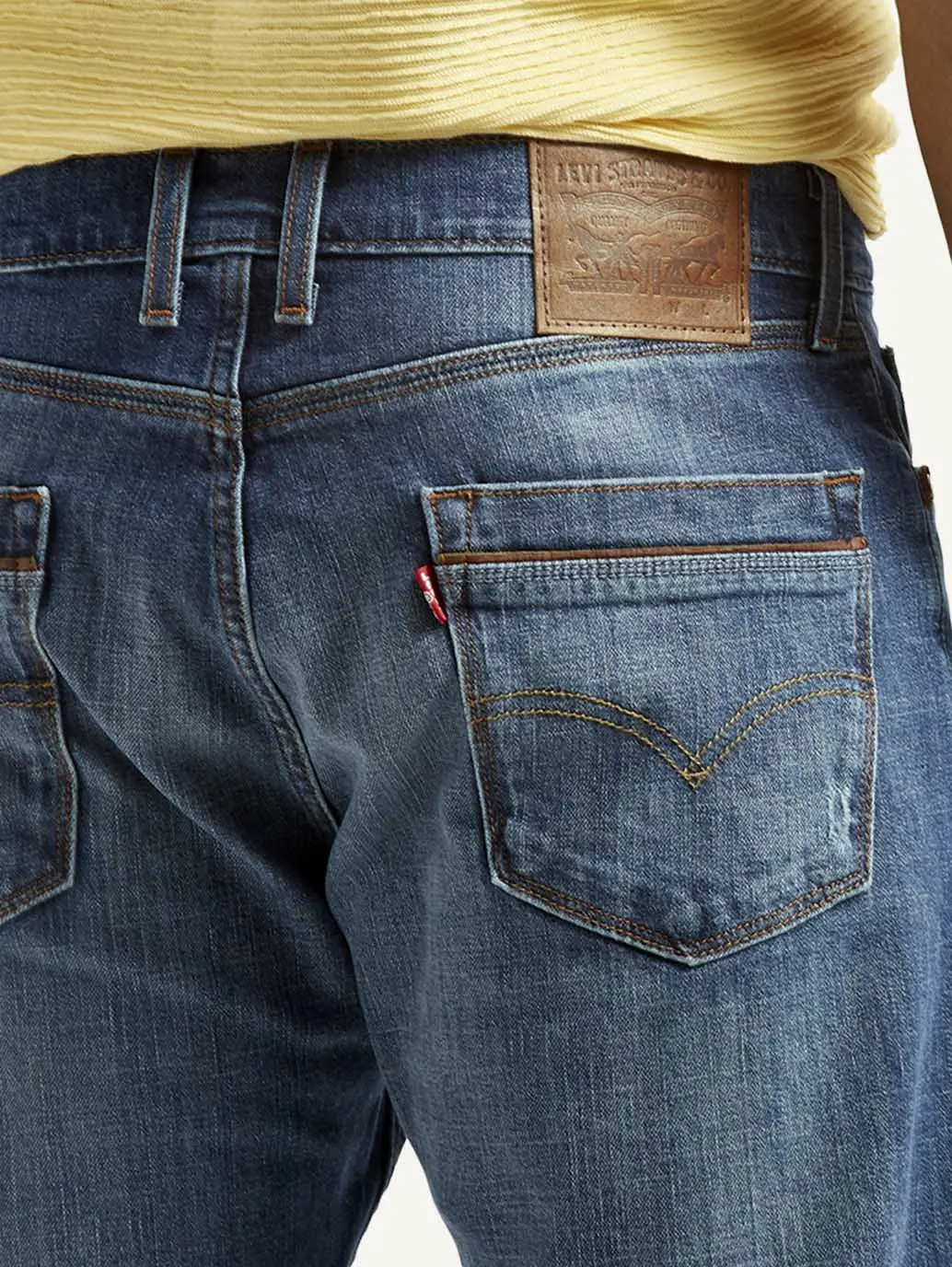 Men's 505 Blue Straight Fit Mid Rise Jeans 6