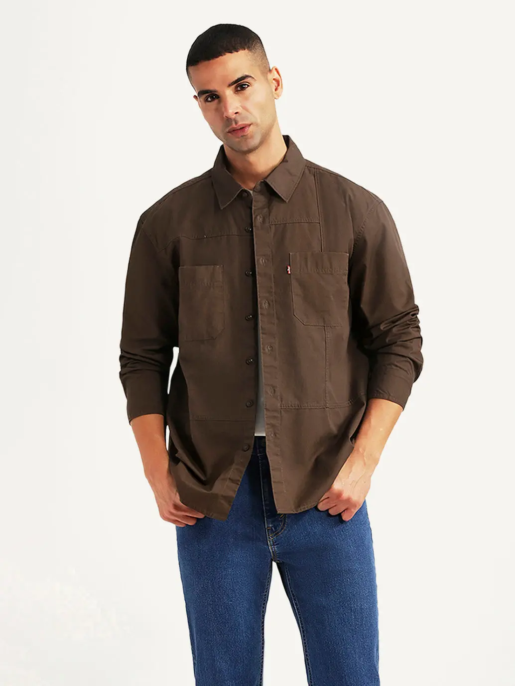 Men's Solid Brown Relaxed Fit Commuter Shirt 1