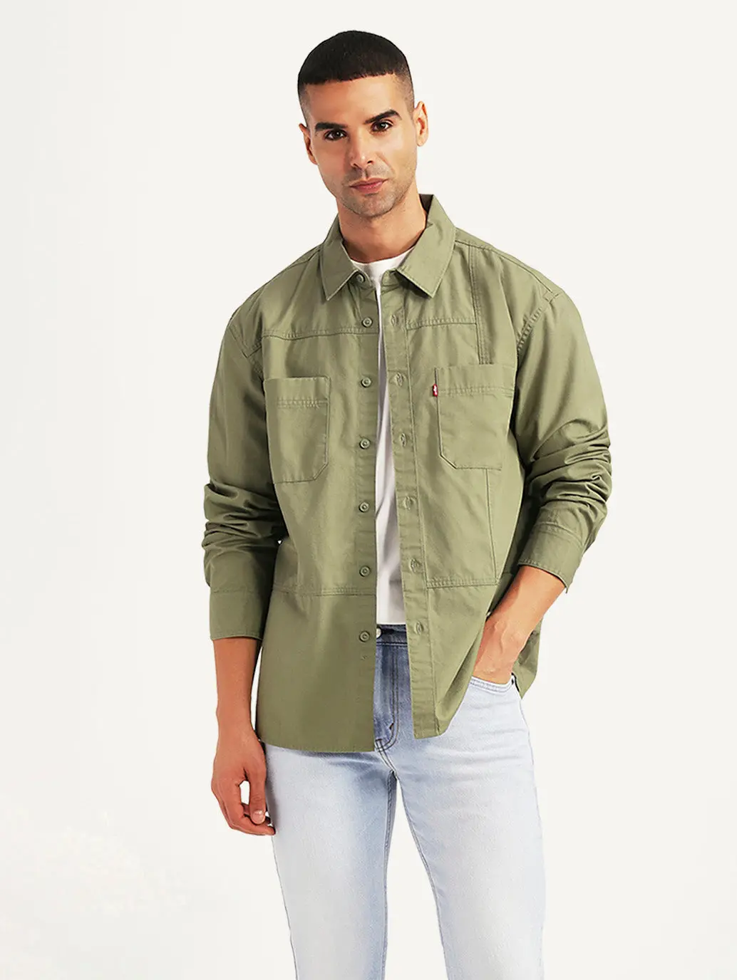 Men's Solid Olive Relaxed Fit Commuter Shirt 1