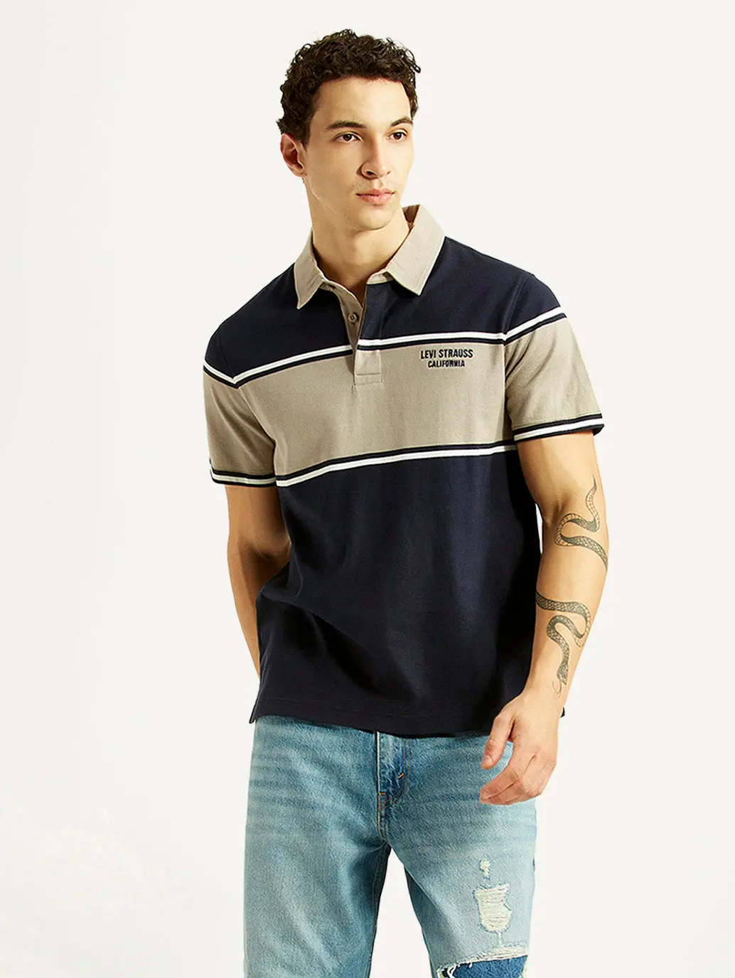 Men's Colorblock Navy Polo T-Shirt 1