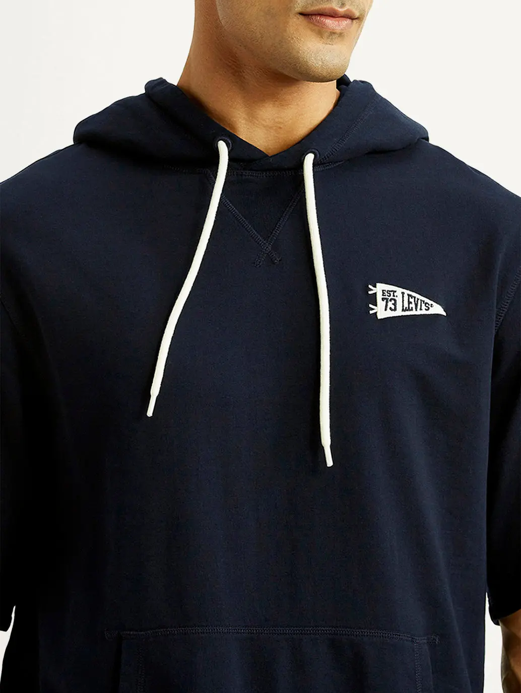 Men's Solid Navy Hooded Sweatshirt 4