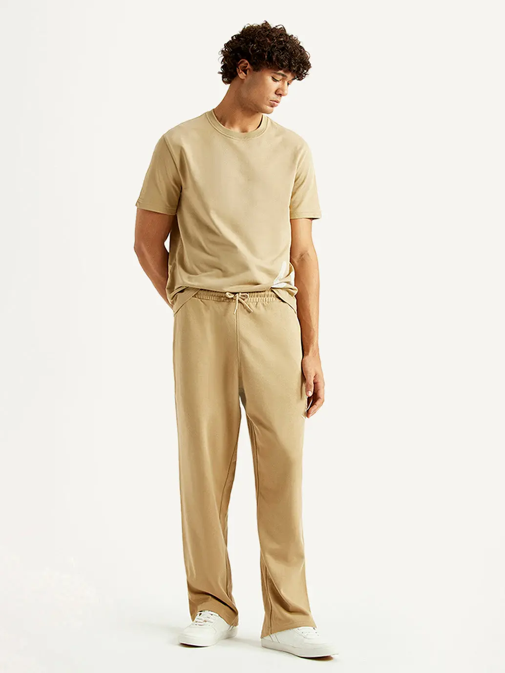 Men's Beige Regular Fit Joggers 1