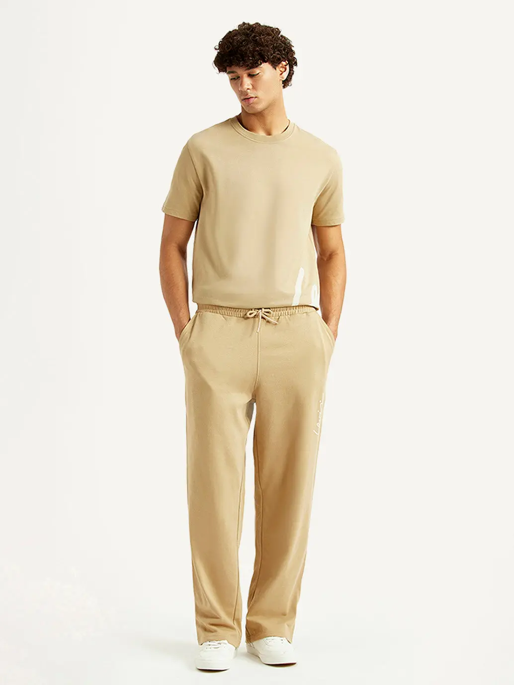 Men's Beige Regular Fit Joggers 6