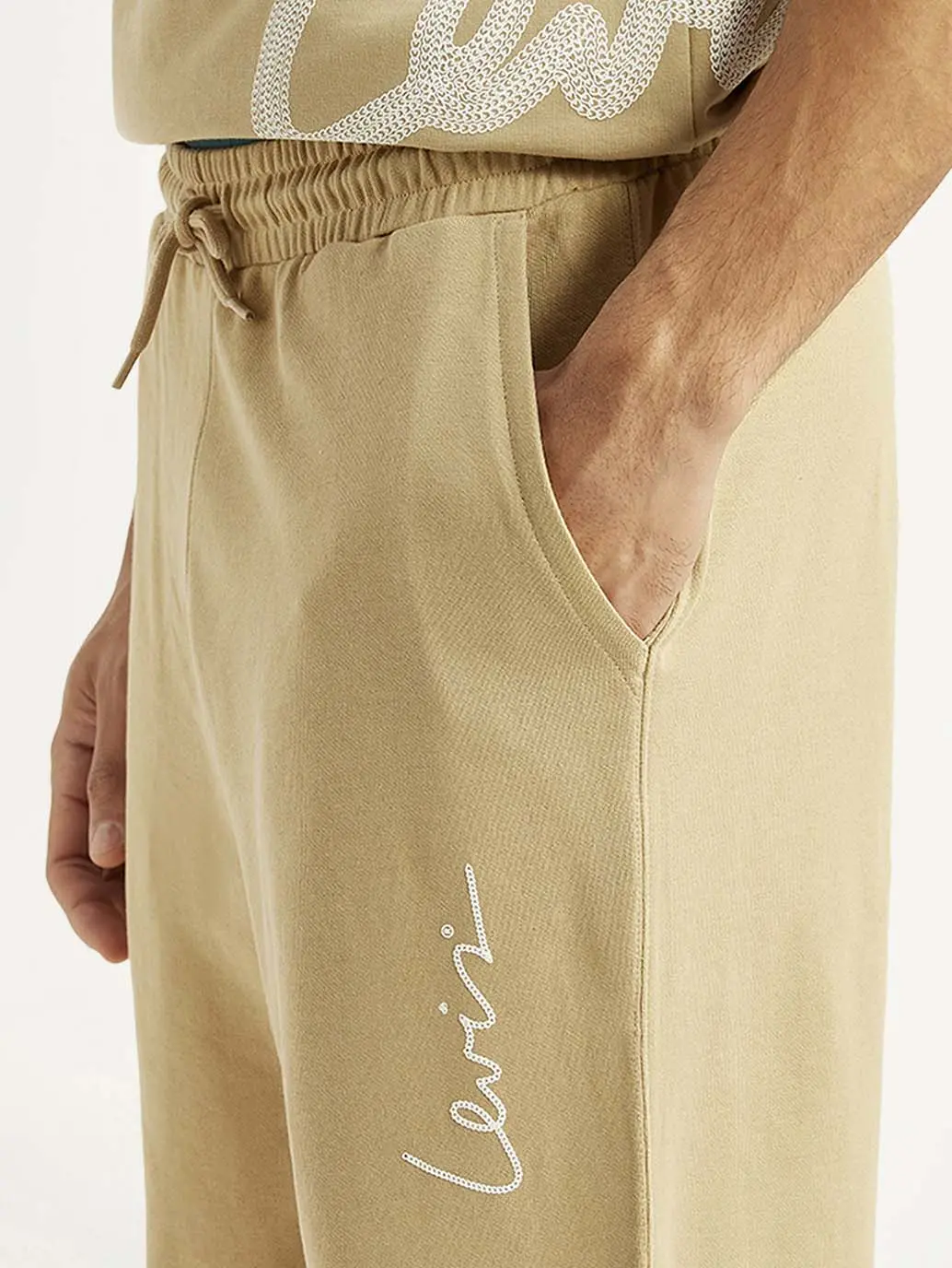 Men's Beige Regular Fit Joggers 4