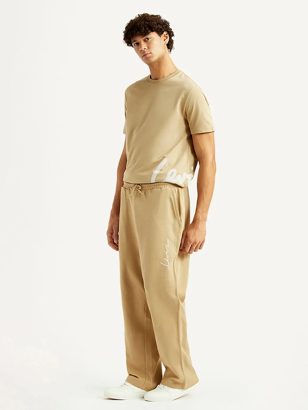 Men's Beige Regular Fit Joggers 5