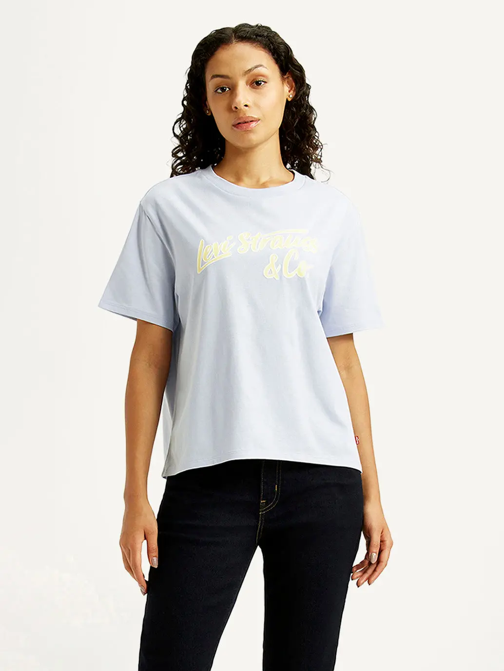 Women's Brand Logo Light Blue Relaxed Fit T-Shirt 1