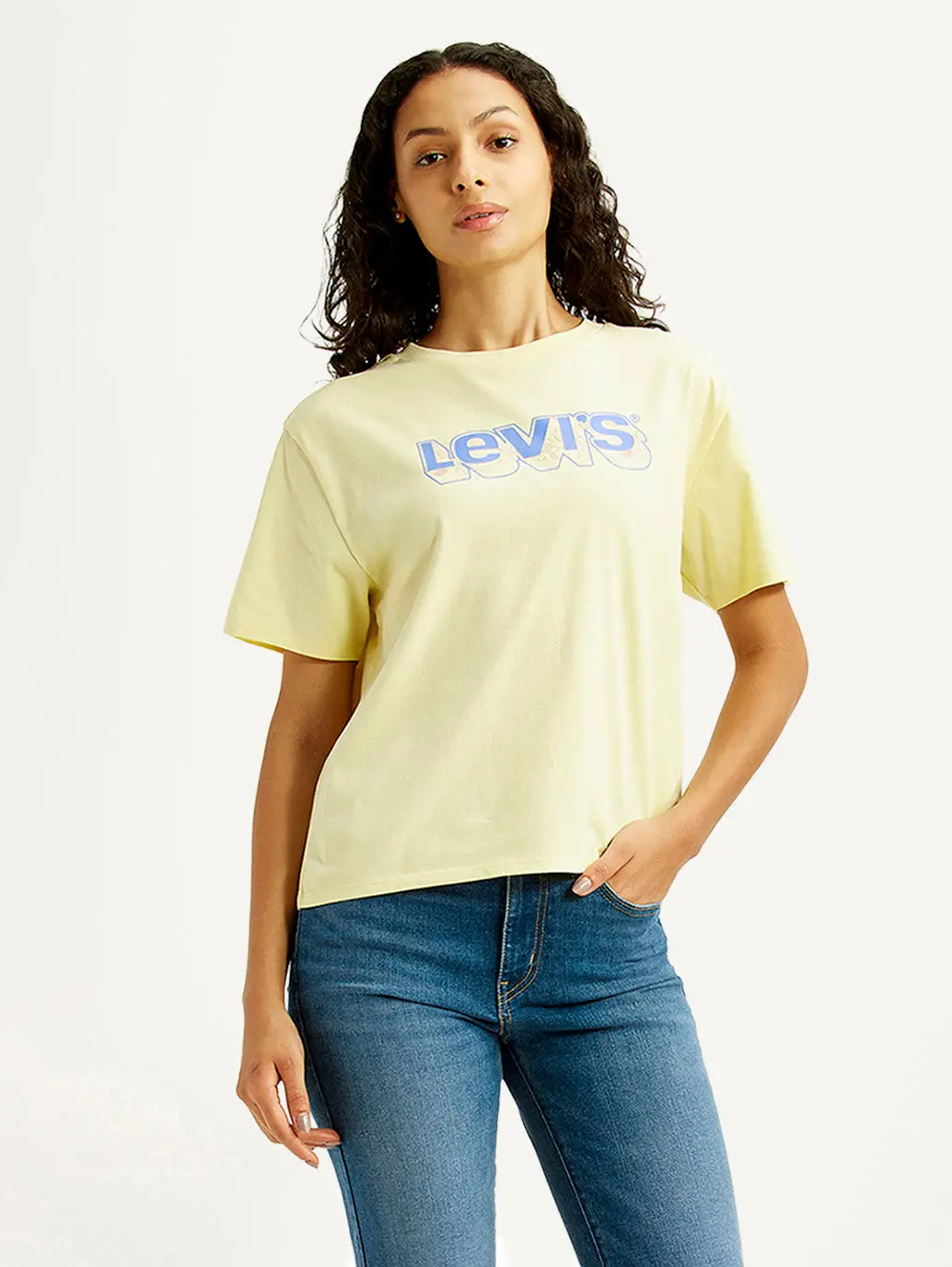 Women's Brand Logo Yellow Relaxed Fit T-Shirt 1