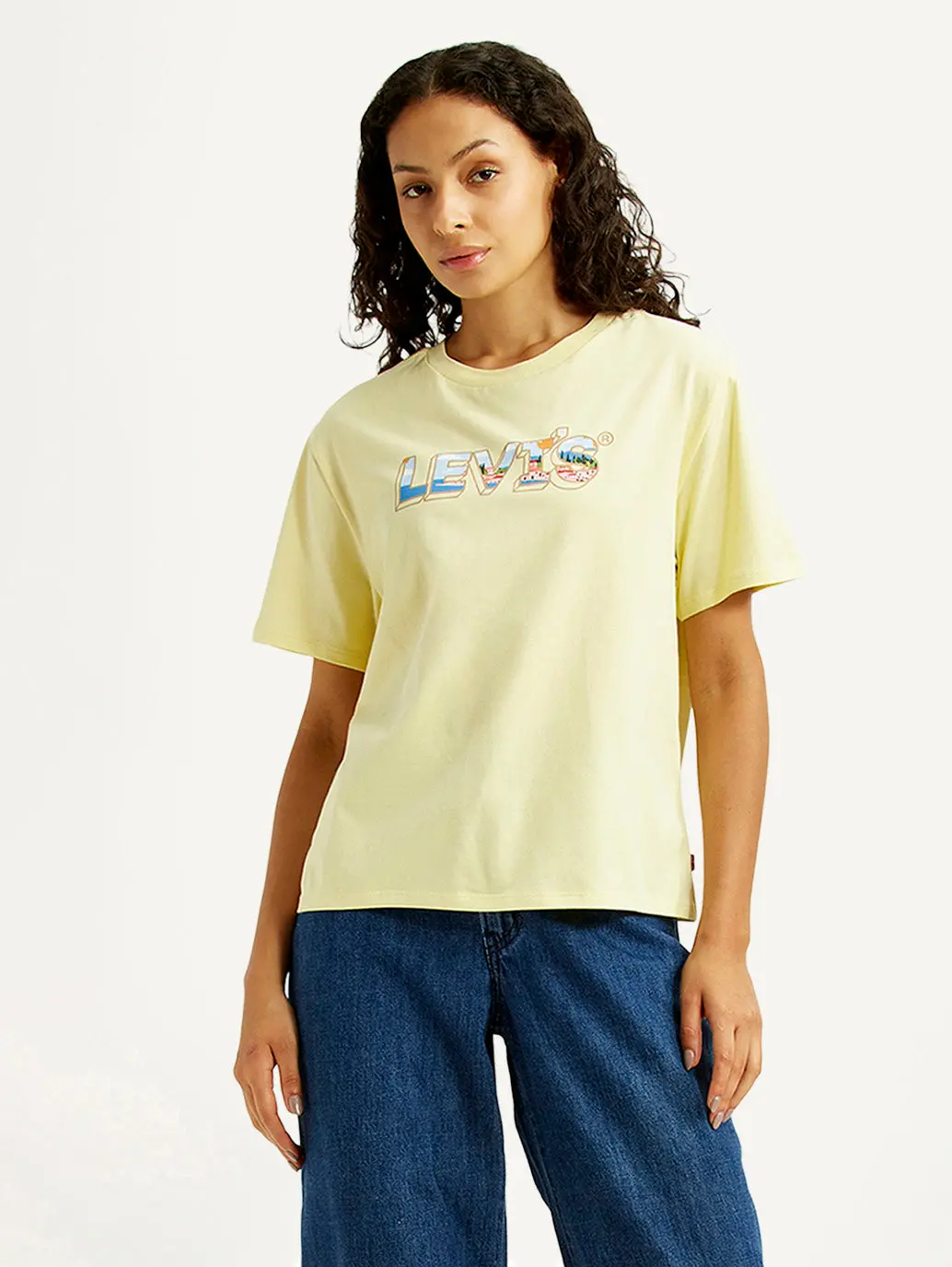Women's Brand Logo Yellow Relaxed Fit T-Shirt 1