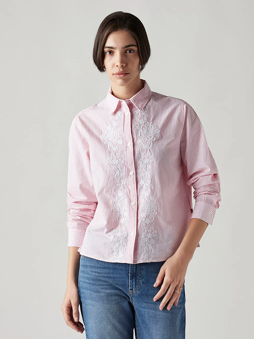 Women's Striped Regular Fit Embroidered Shirt 5