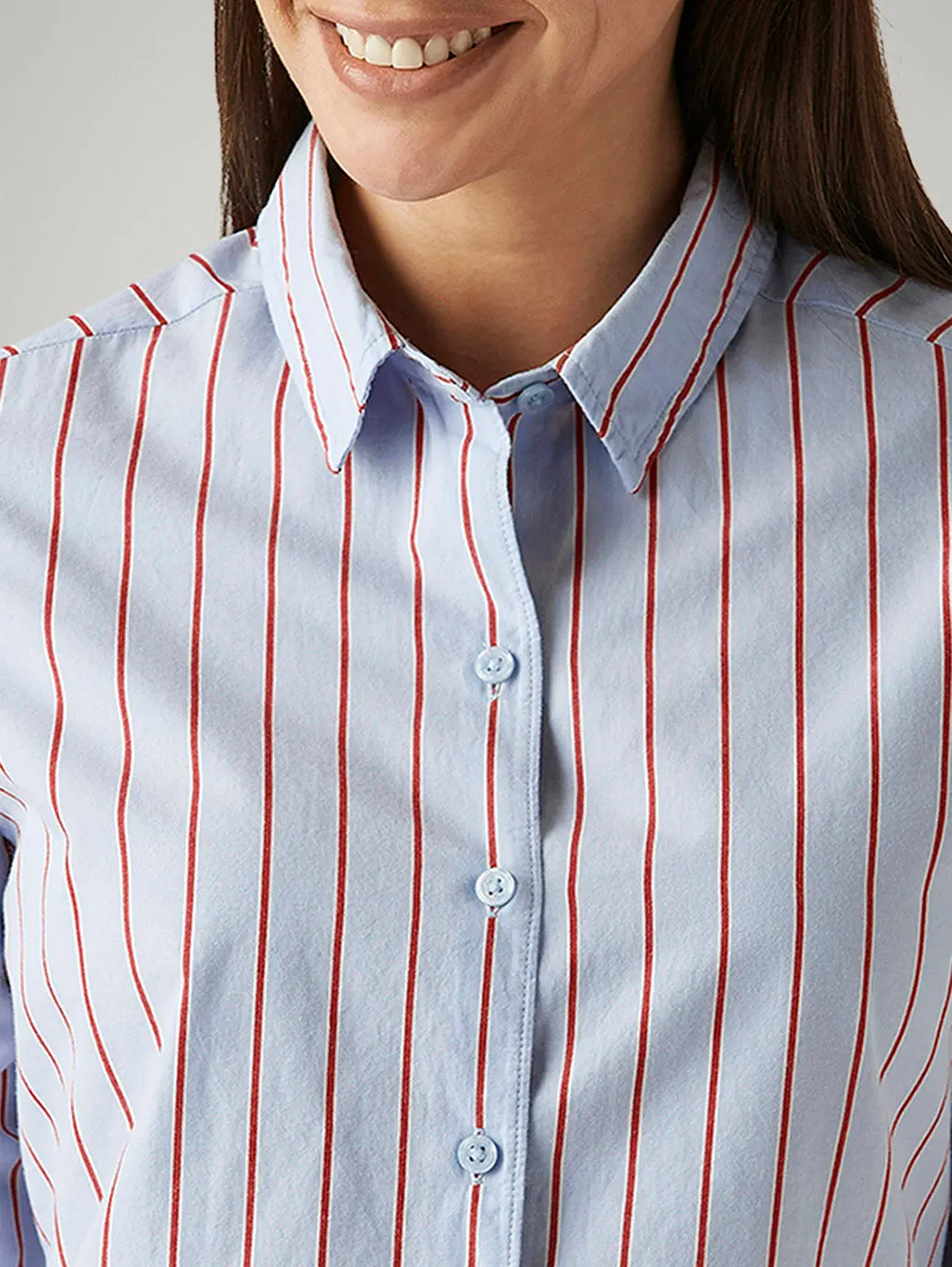 Women's Striped Light Blue Slim Fit Shirt 3