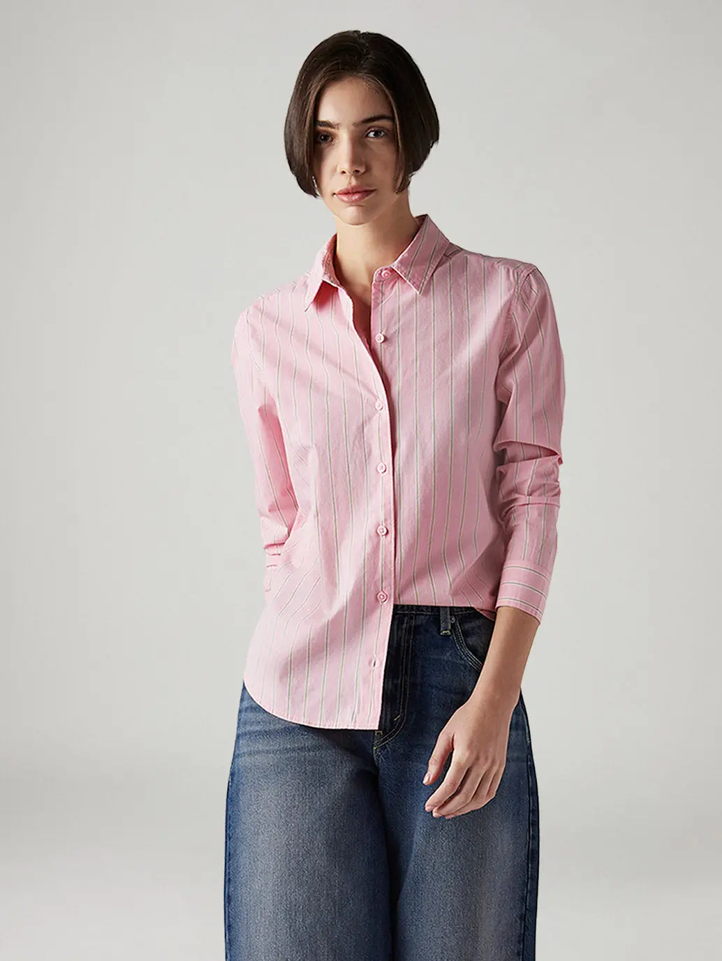 Women's Striped Slim Fit Poplin Shirt 1