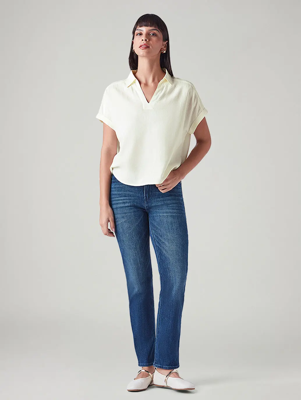 Women's Solid Relaxed Fit Linen Top 1