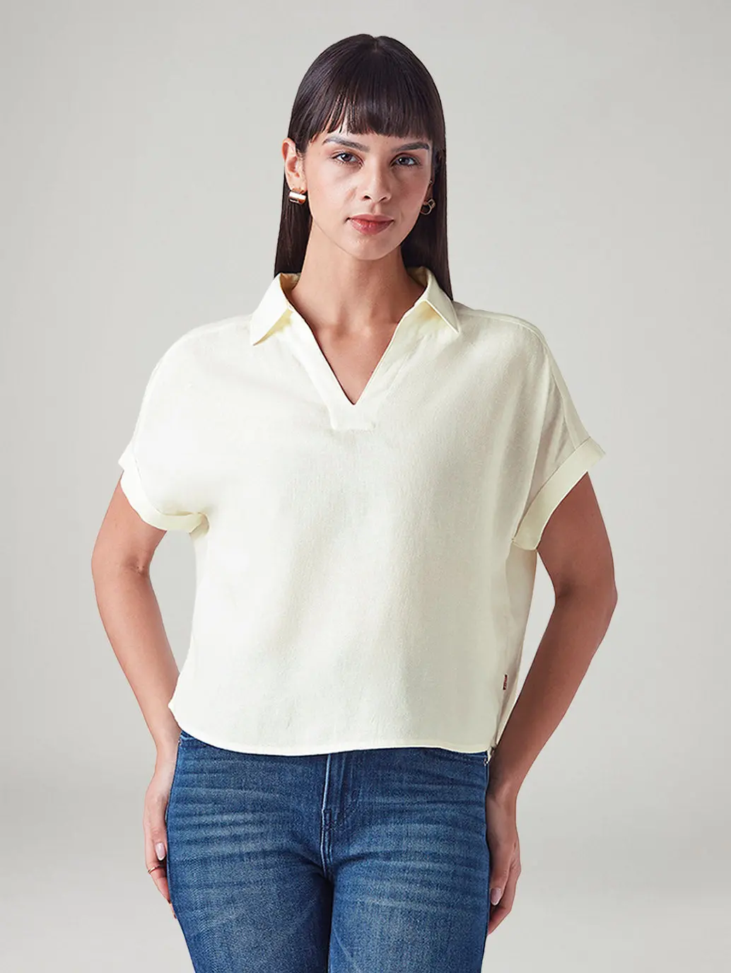 Women's Solid Relaxed Fit Linen Top 2