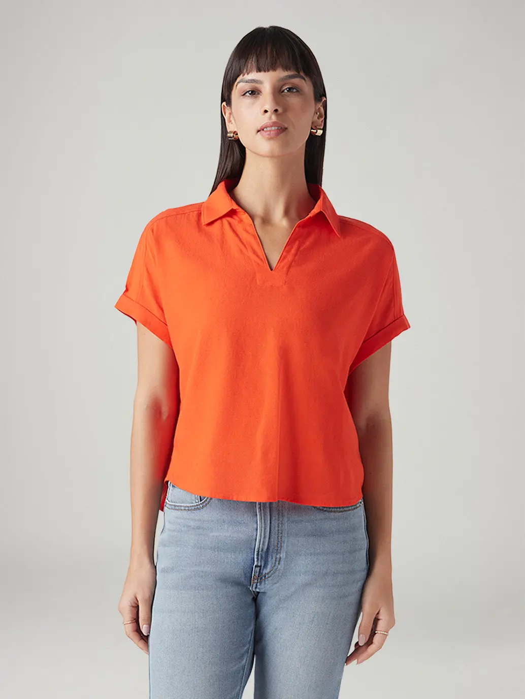 Women's Solid Relaxed Fit Linen Top 2