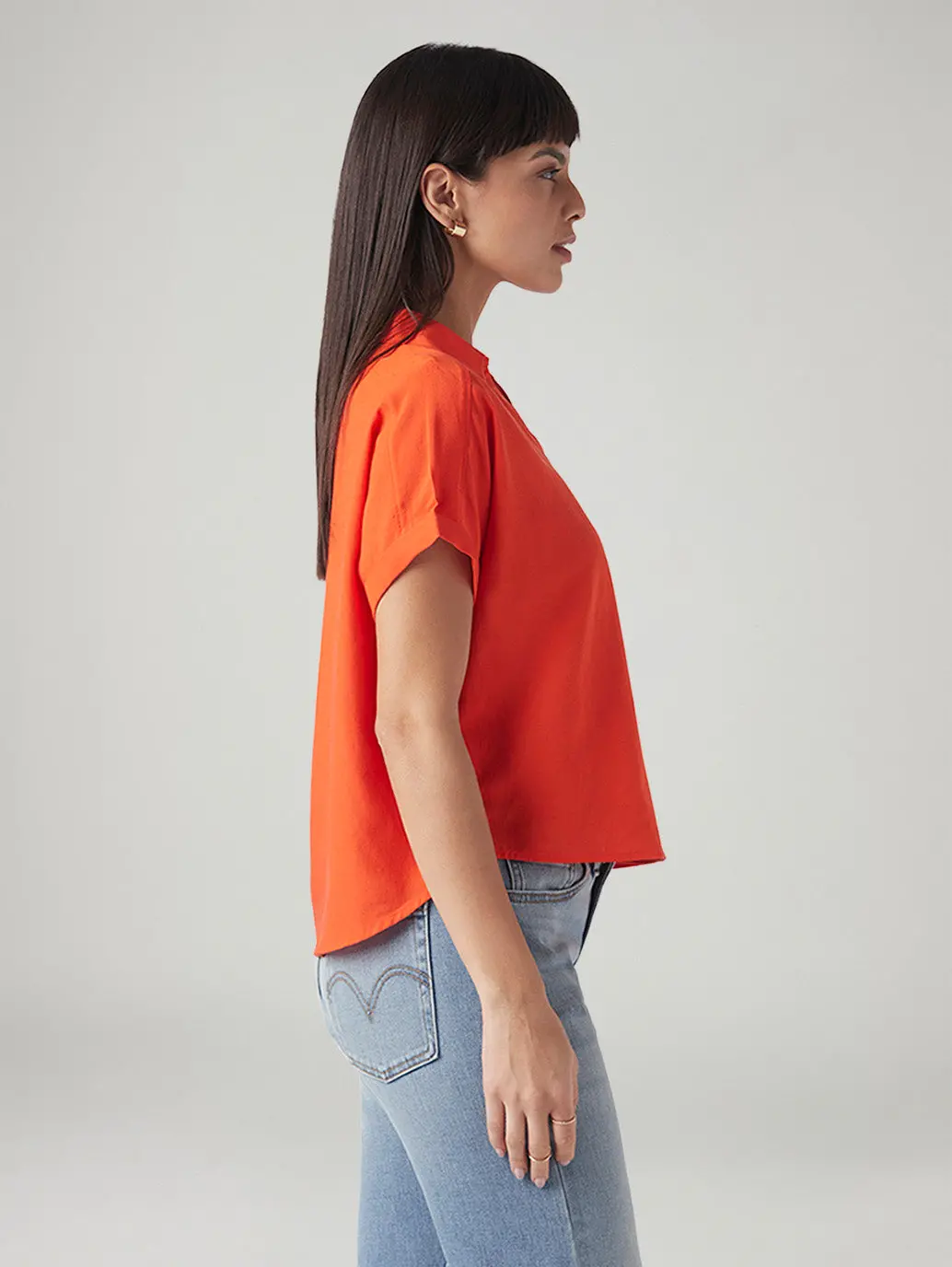 Women's Solid Relaxed Fit Linen Top 5