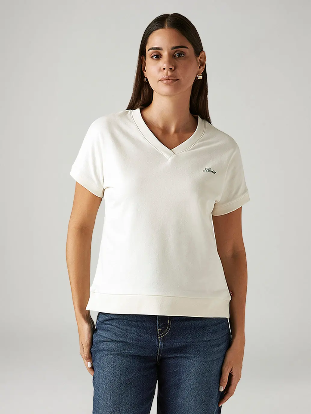Women's Solid White Relaxed Fit T-Shirt 1