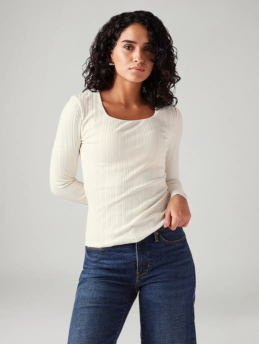 Women's Textured Slim Fit Ribbed Top 1