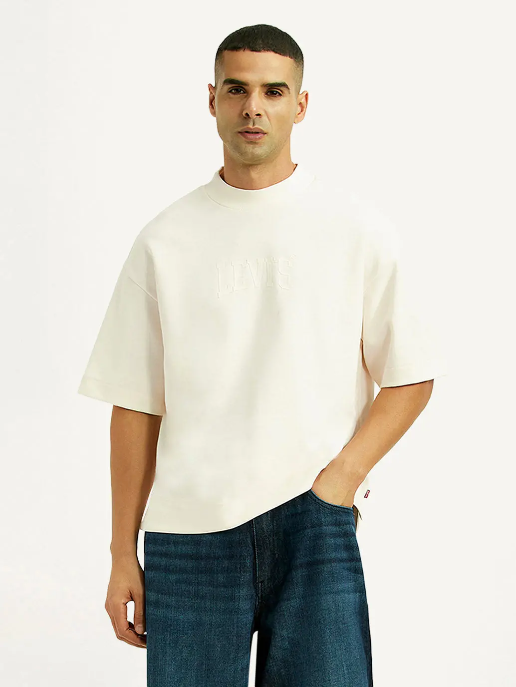 Men's Brand Logo Off White Boxy T-Shirt 1