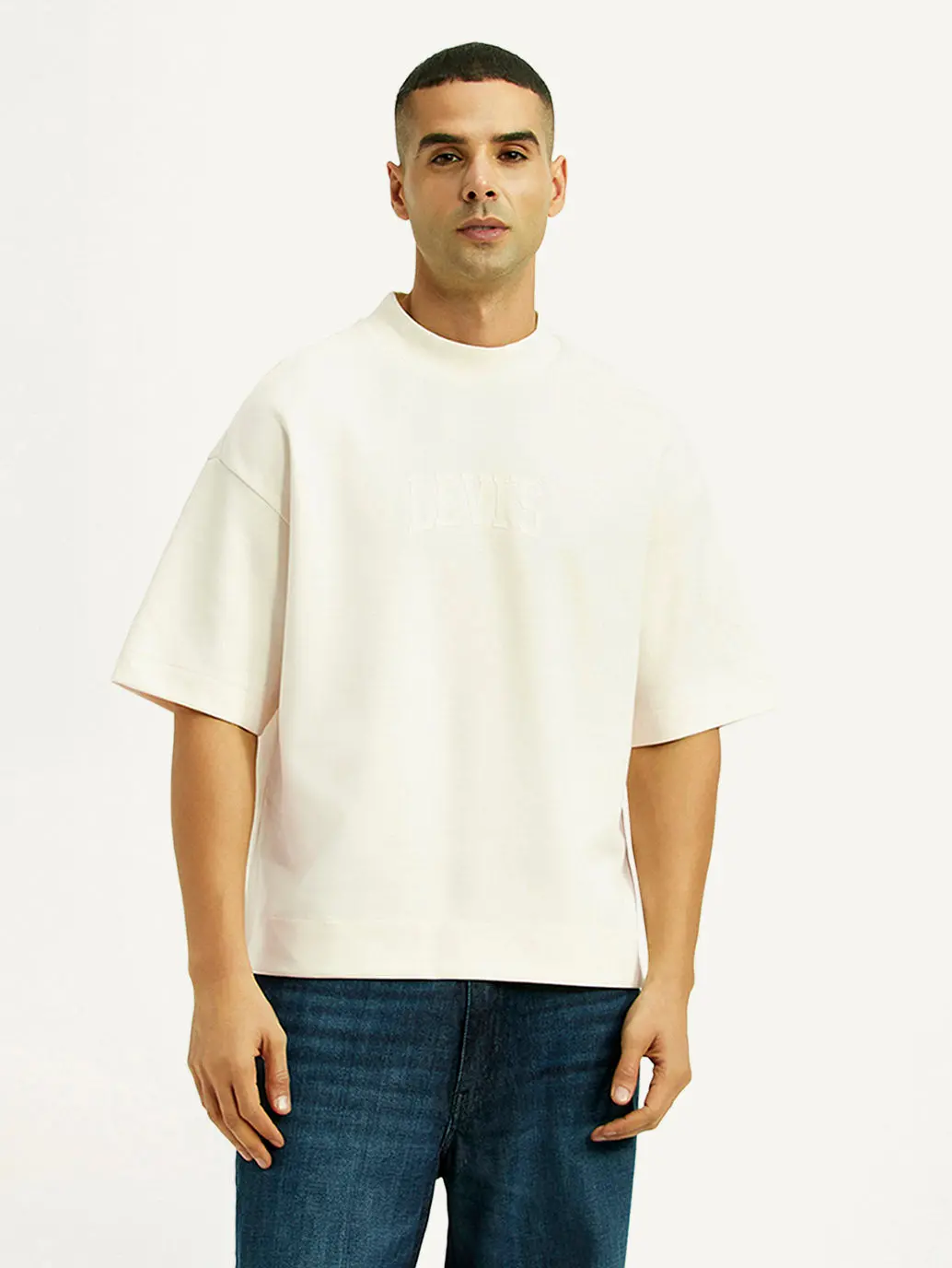Men's Brand Logo Off White Boxy T-Shirt 5