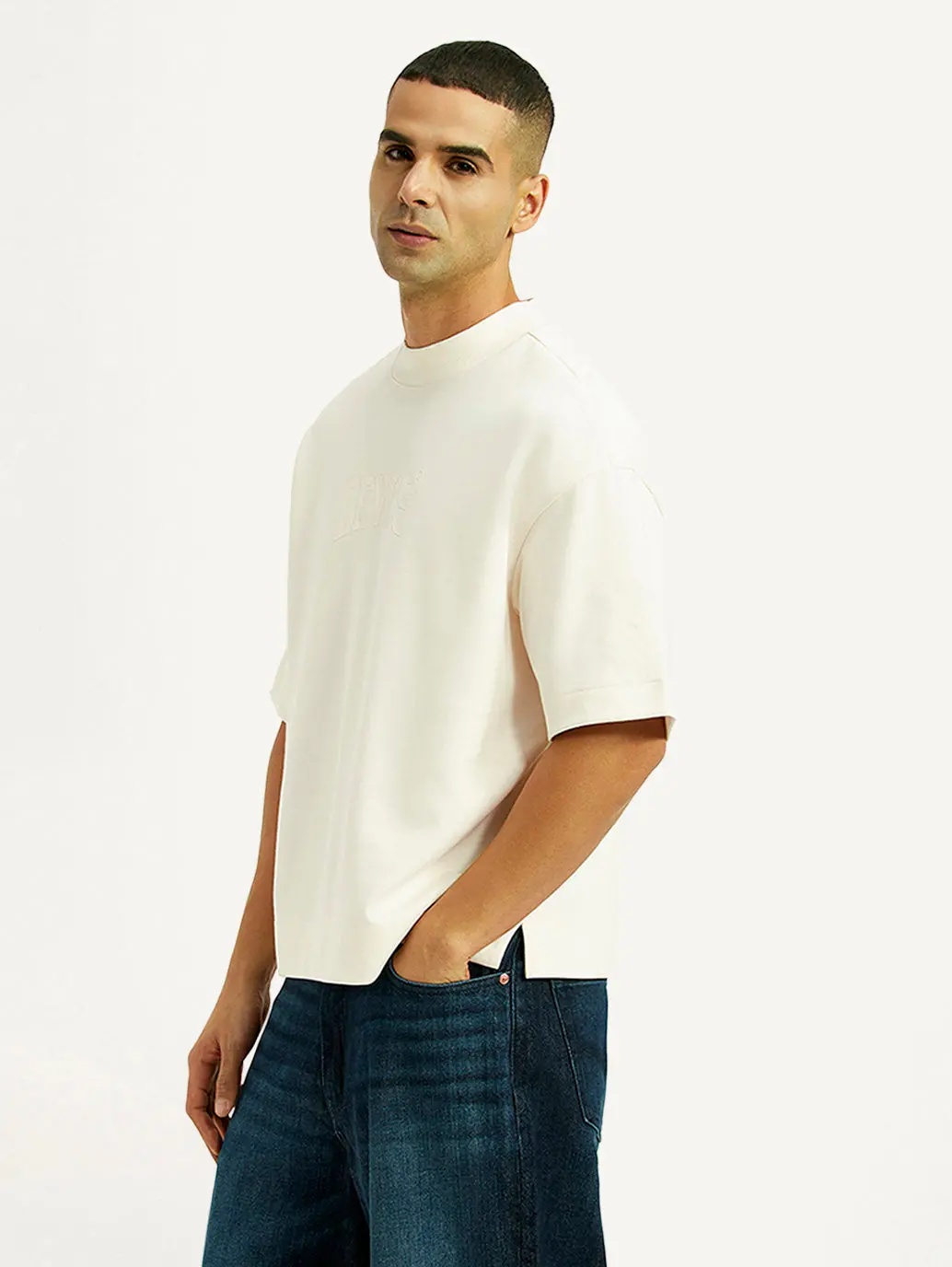 Men's Brand Logo Off White Boxy T-Shirt 3
