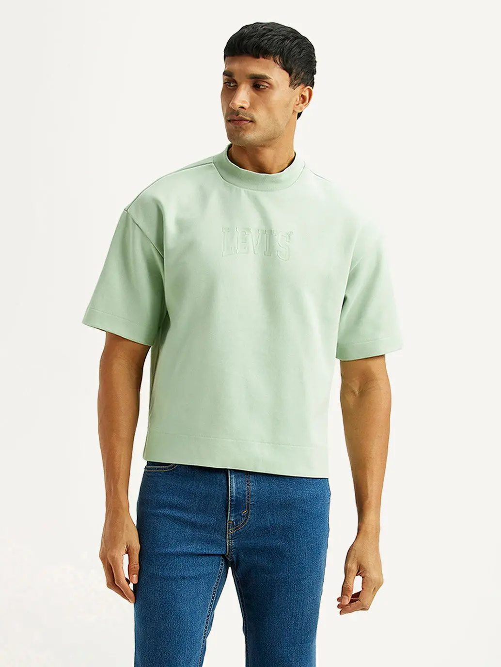 Men's Brand Logo Green Boxy T-Shirt 1