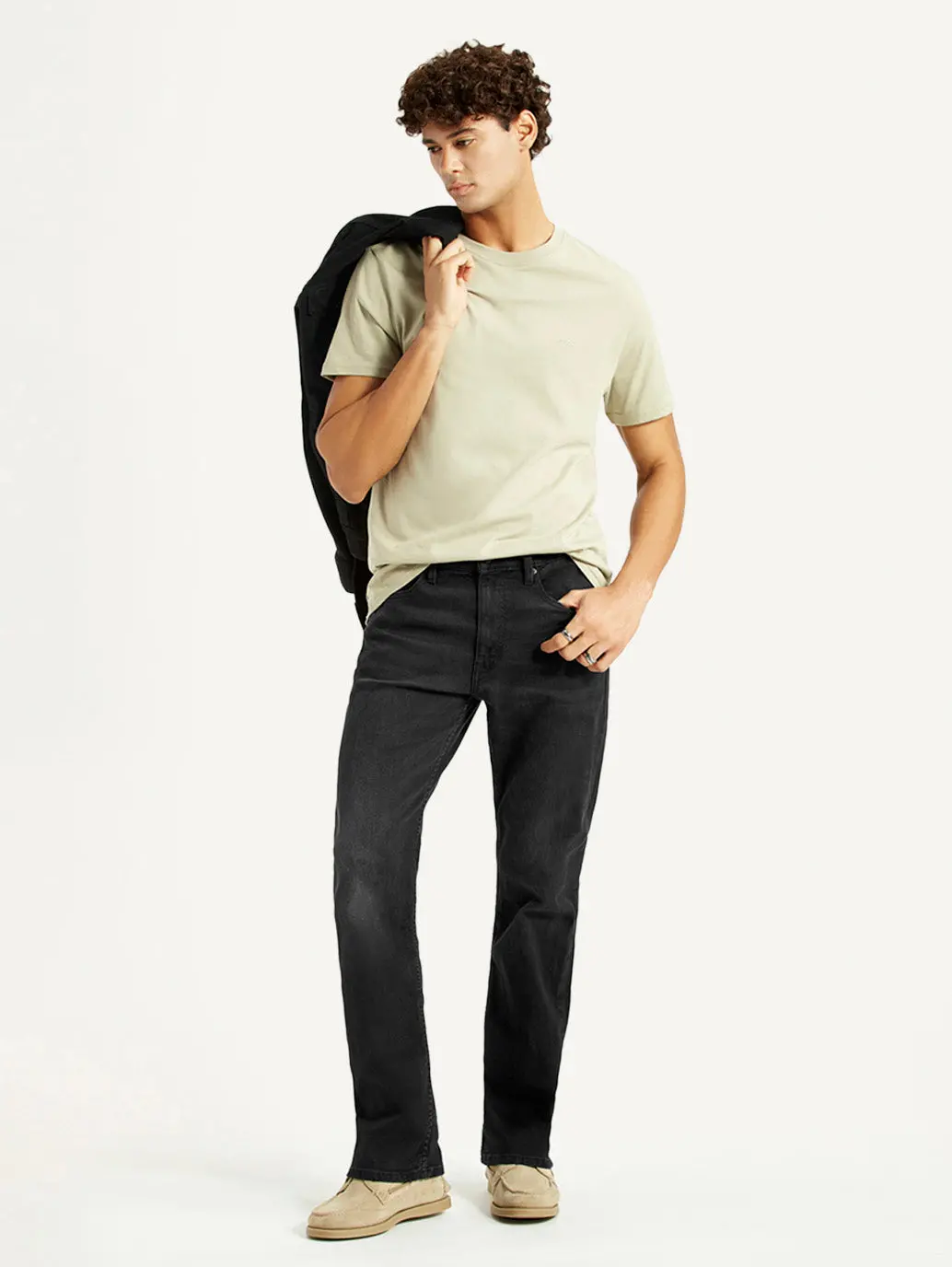 Men's 527 Black Slim Bootcut Fit Mid Rise Jeans 1