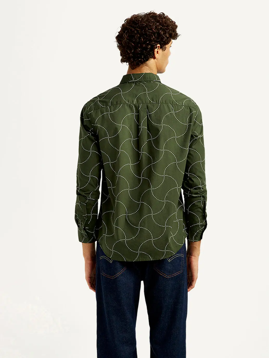 Men's Abstract Olive Slim Fit Shirt 3