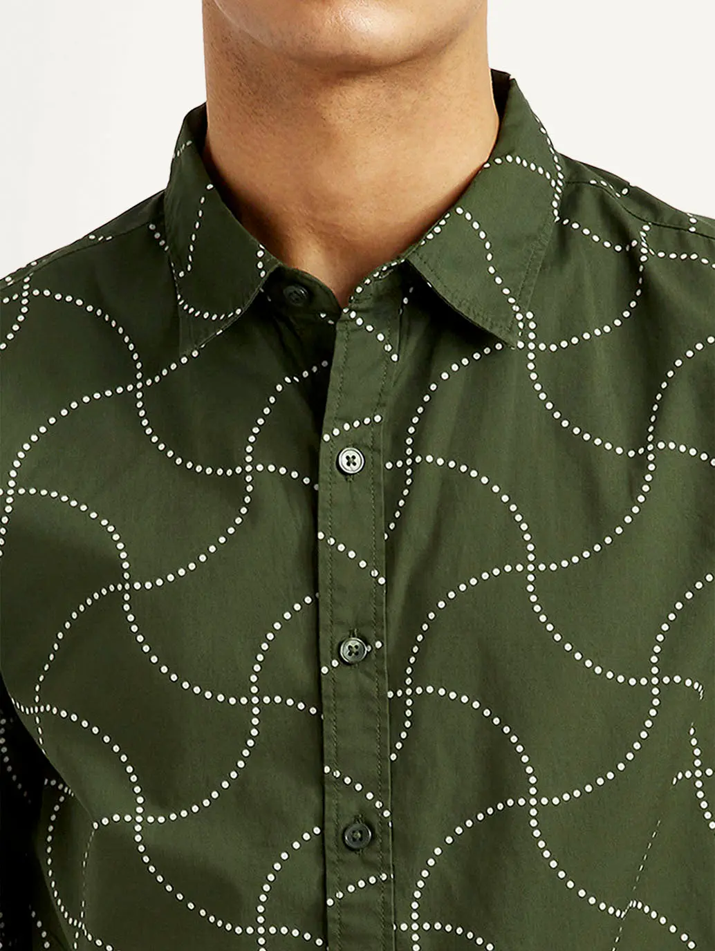 Men's Abstract Olive Slim Fit Shirt 4