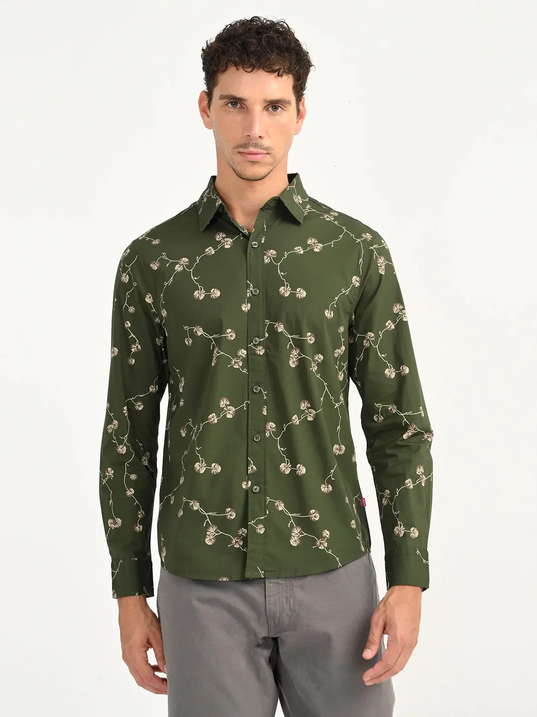 Men's Floral Green Slim Fit Shirt 1