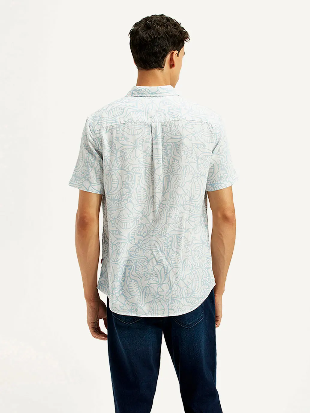 Men's Printed Slim Fit Linen Shirt 3