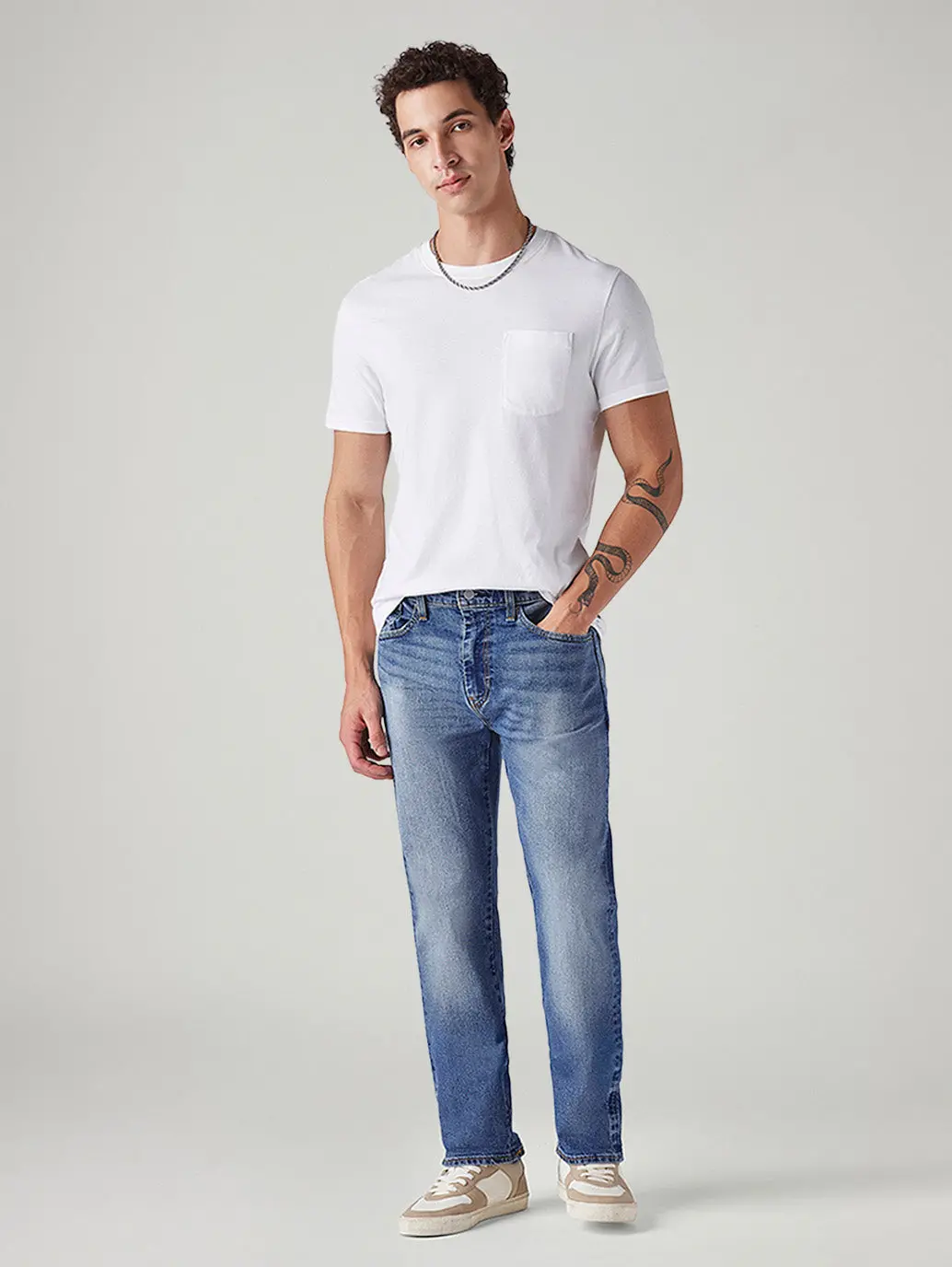Men's 505 Blue Straight Fit Mid Rise Commuter Jeans 1