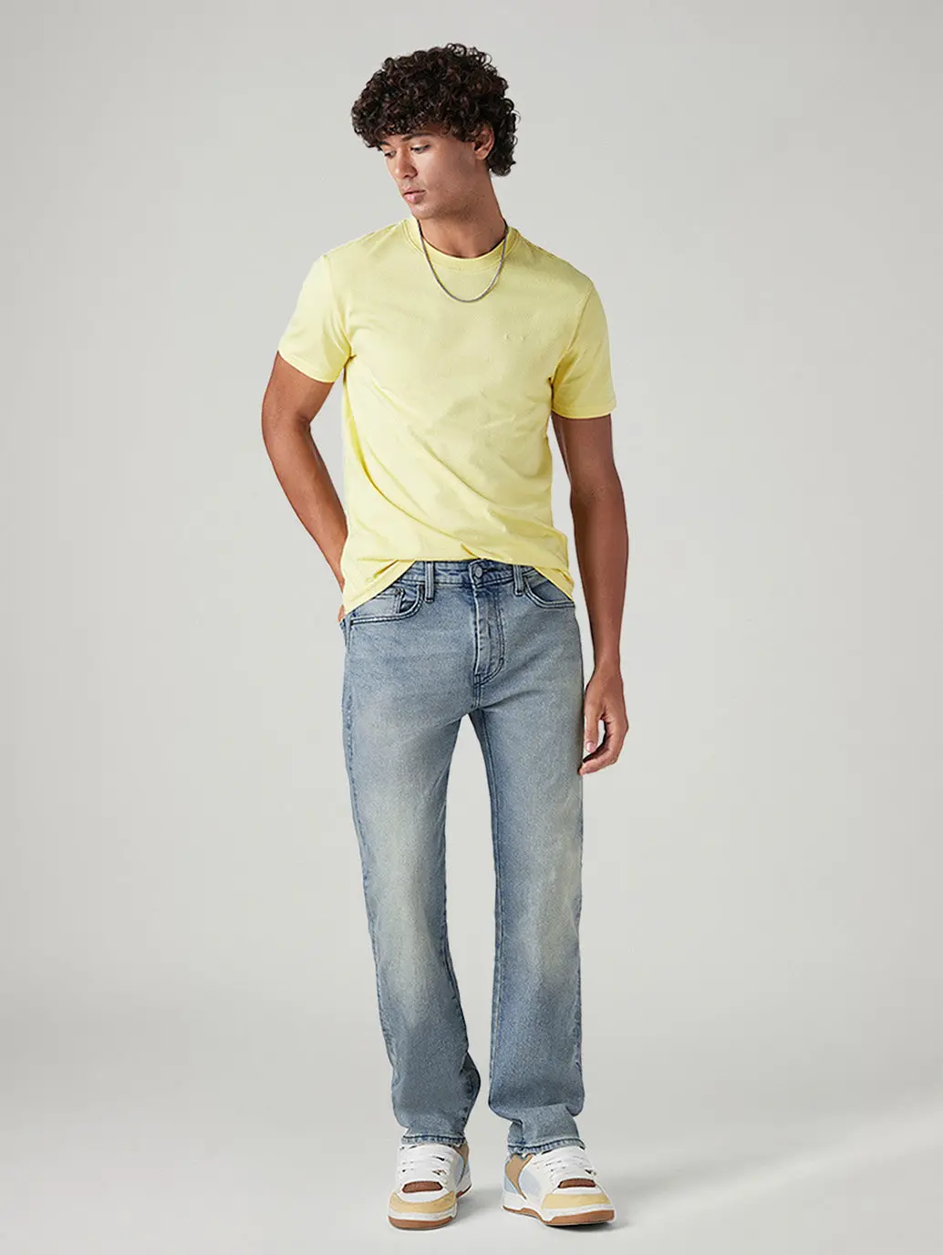 Men's 505 Light Blue Straight Fit Mid Rise Jeans 1
