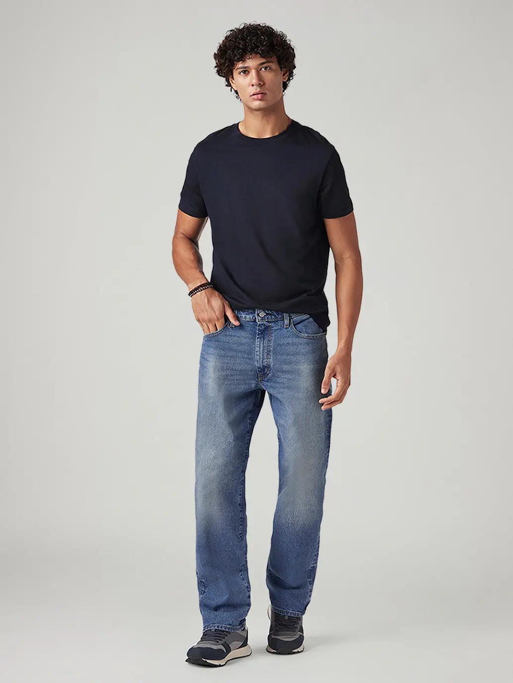 Men's 555 Blue Relaxed Straight Fit Mid Rise Commuter Jeans 1