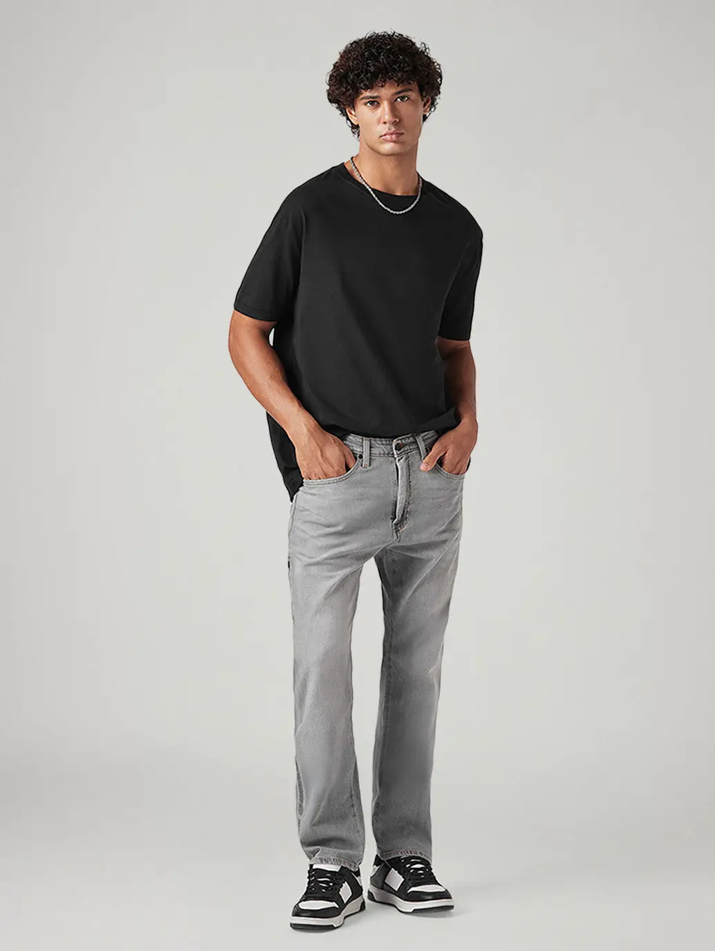 Men's 505 Grey Straight Fit Mid Rise Commuter Jeans 1