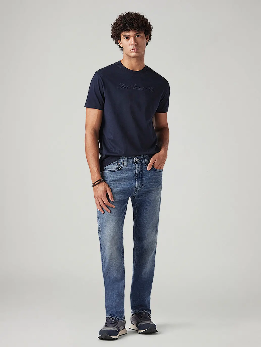 Men's 505 Blue Straight Fit Mid Rise Commuter Jeans 1