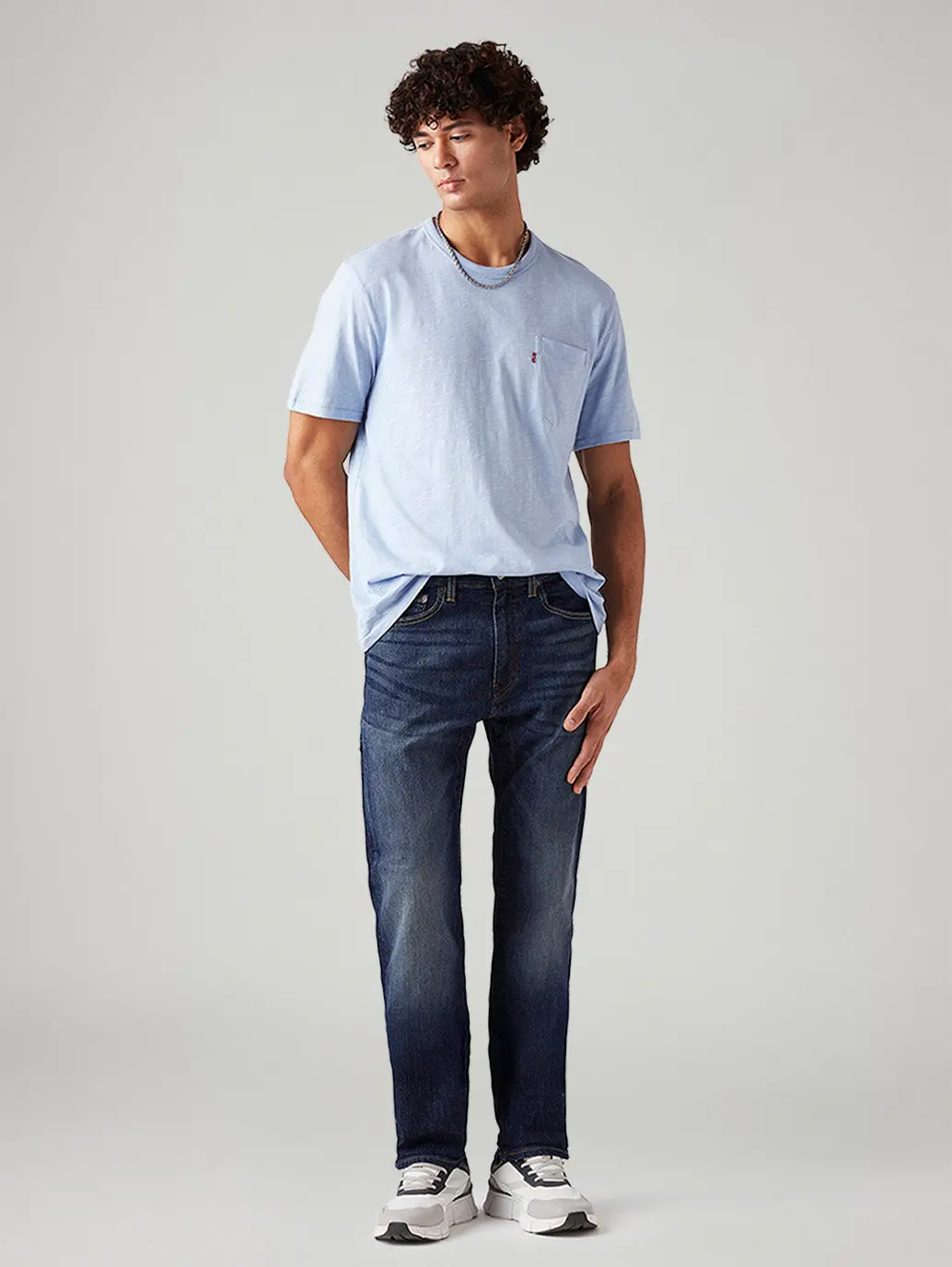 Men's 505 Dark Blue Straight Fit Mid Rise Jeans 1