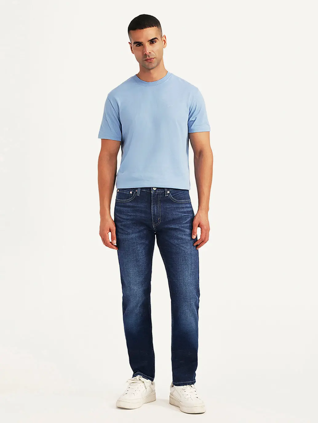 Men's 505 Dark Blue Straight Fit Mid Rise Jeans 2