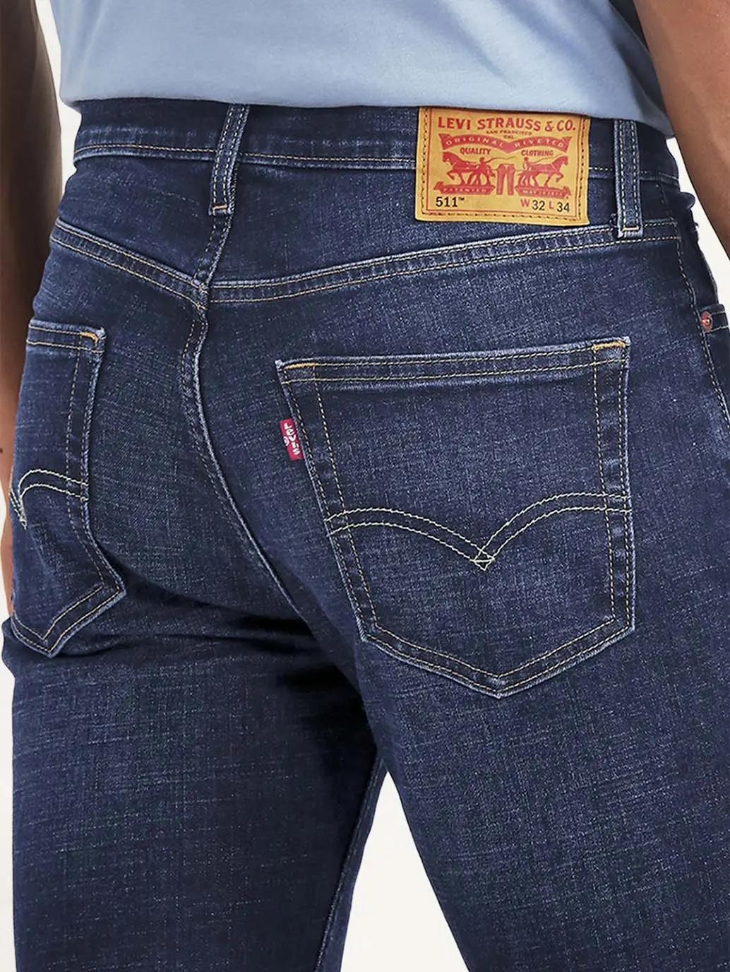 Men's 505 Dark Blue Straight Fit Mid Rise Jeans 6