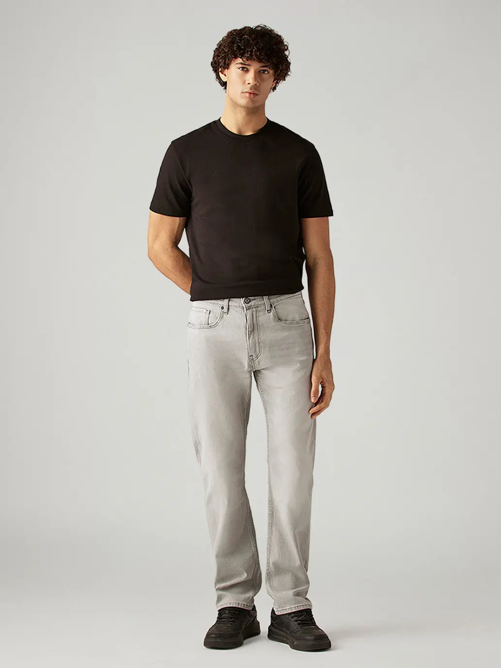 Men's 505 Light Grey Straight Fit Mid Rise Jeans 1