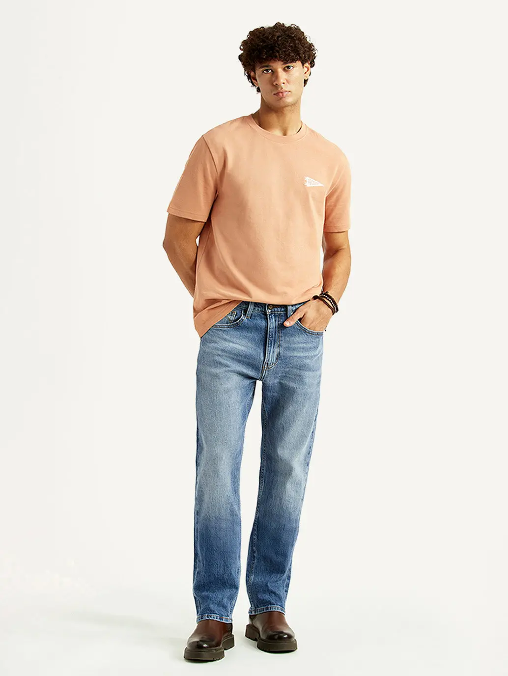 Men's 505 Blue Straight Fit Mid Rise Jeans 1