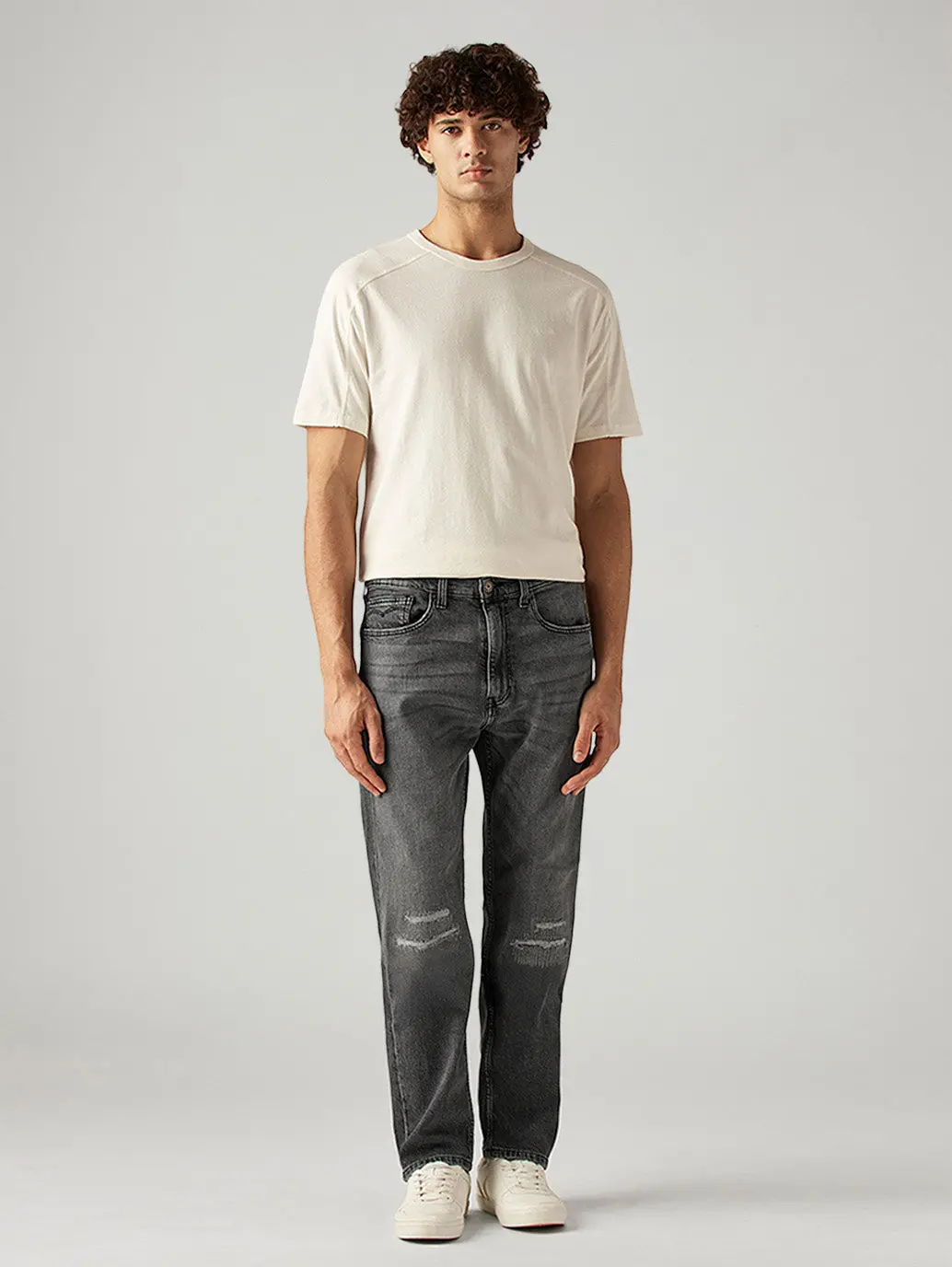 Men's 505 Grey Straight Fit Mid Rise Jeans 1