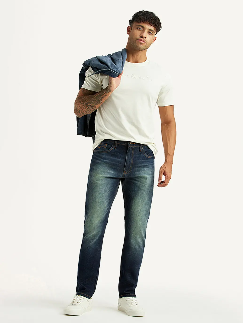Men's Tinted 512 Dark Blue Slim Tapered Fit Mid Rise Jeans 1