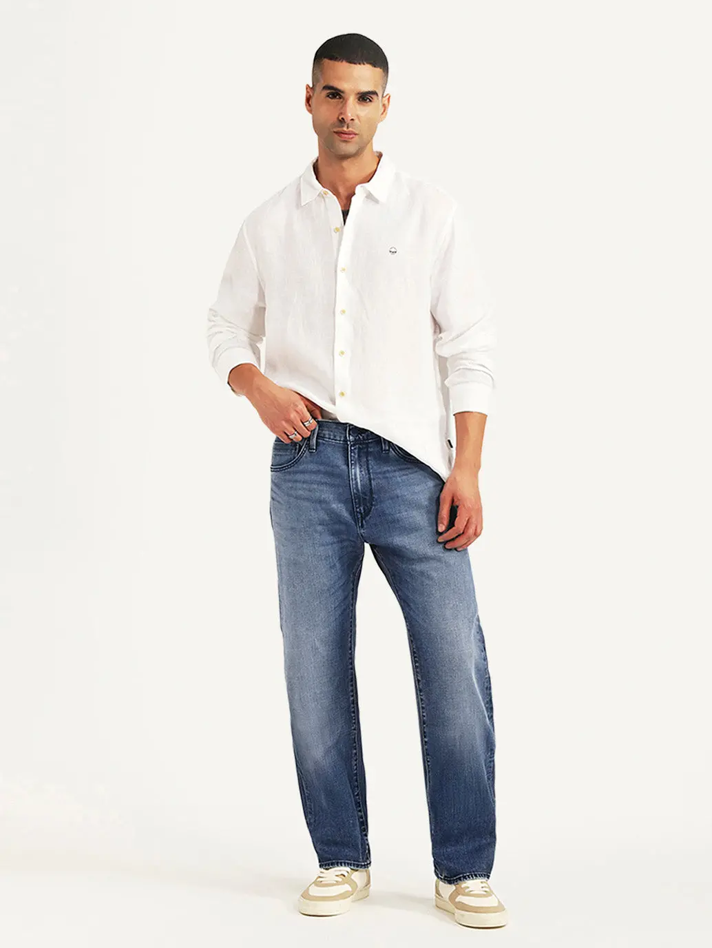Men's Redloop 505 Blue Straight Fit Mid Rise Jeans 1