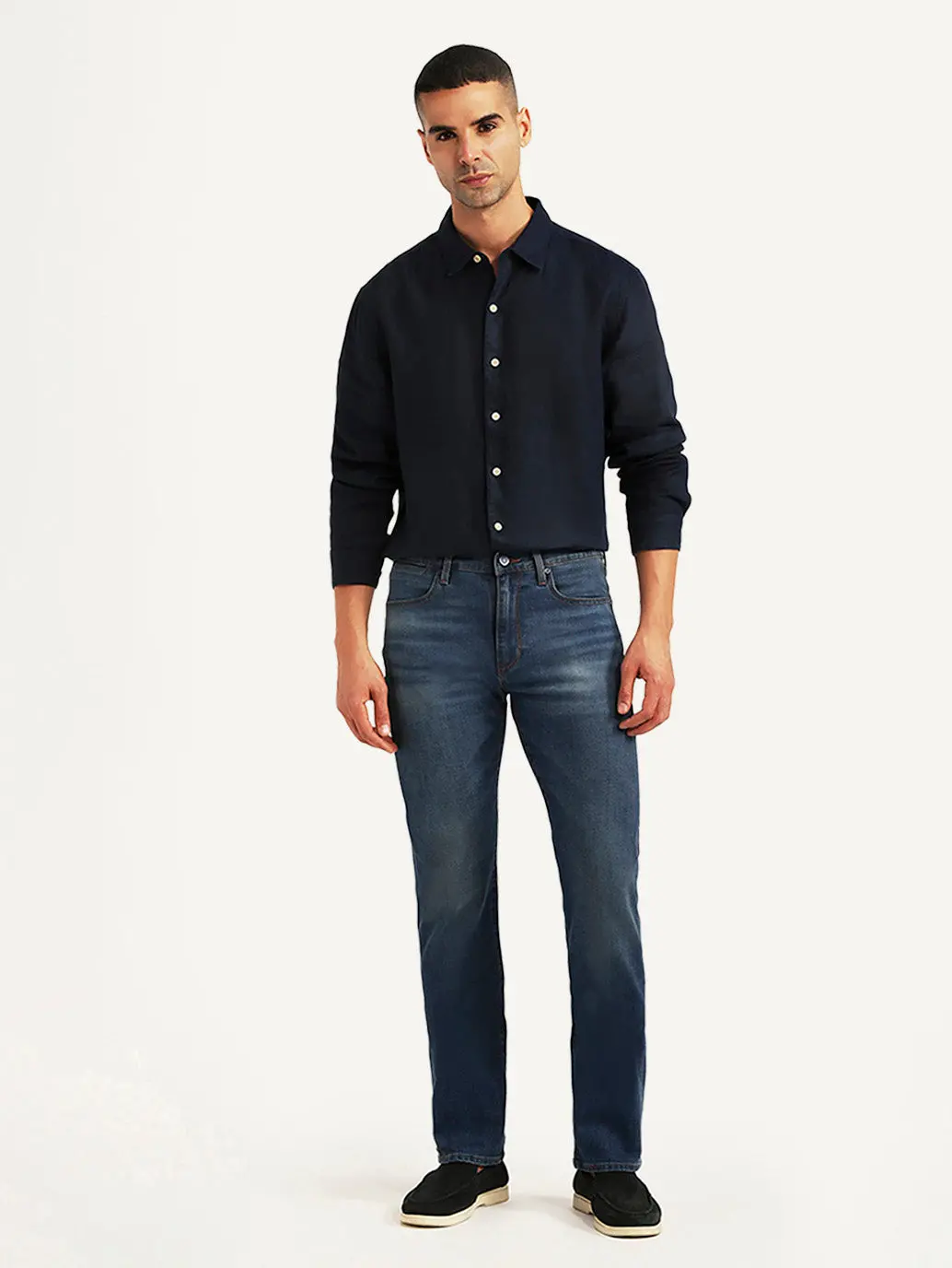 Men's Redloop 513 Dark Blue Slim Straight Fit Mid Rise Jeans 2