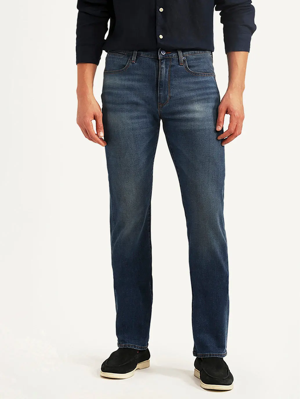 Men's Redloop 513 Dark Blue Slim Straight Fit Mid Rise Jeans 3