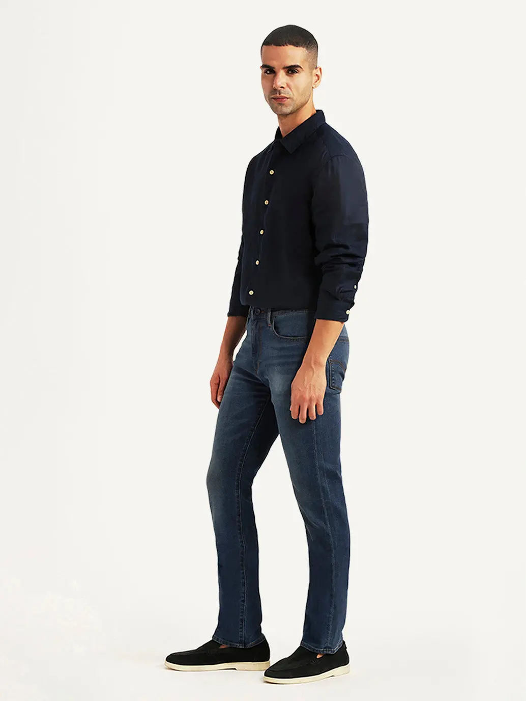 Men's Redloop 513 Dark Blue Slim Straight Fit Mid Rise Jeans 7