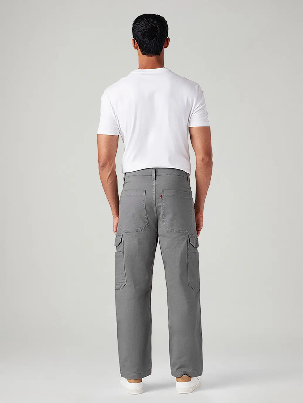 Men's Grey Straight Fit Mid Rise Cargos 4